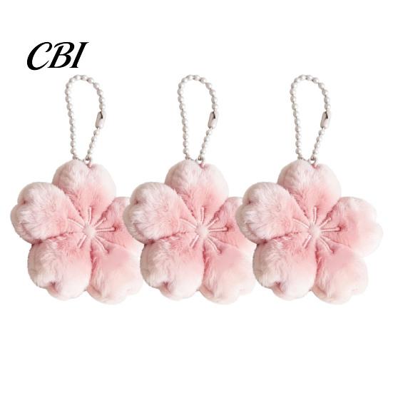 Tote Bag Keychain 1/2/3Pcs Pendant, Soft Plush Cherry Blossom Design Key Chain, Pink Floral Accessory Style Backpack Holder, Portable for Bags