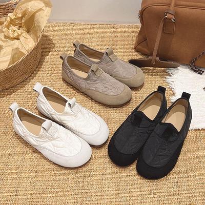 Vintage Style Slip-On Flat Shoes - Women's Versatile Autumn/Winter Grandma Shoes