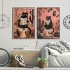Funny Black Cat On The Toilet Reading Poster Animal Bath Prints Canvas Painting Wall Art Pictures for Toilet WC Bathroom Decor