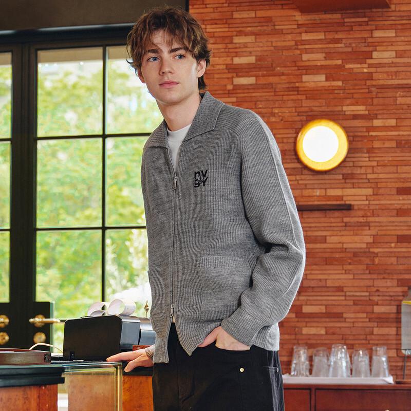 NVG YOUNG Men's Lapel Zipper Knitted Cardigan