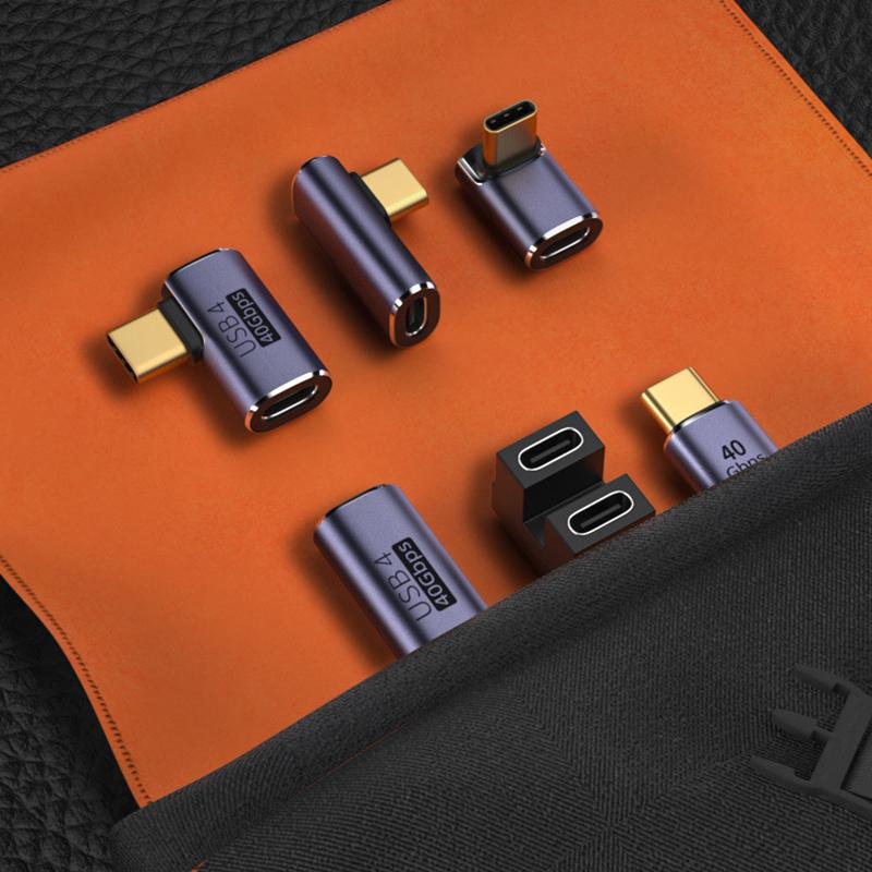 USB C 4.0 40Gbps 90 Degree Adapter 100W Fast Charging Type C to Type C Converter for Car Phone Laptop Use