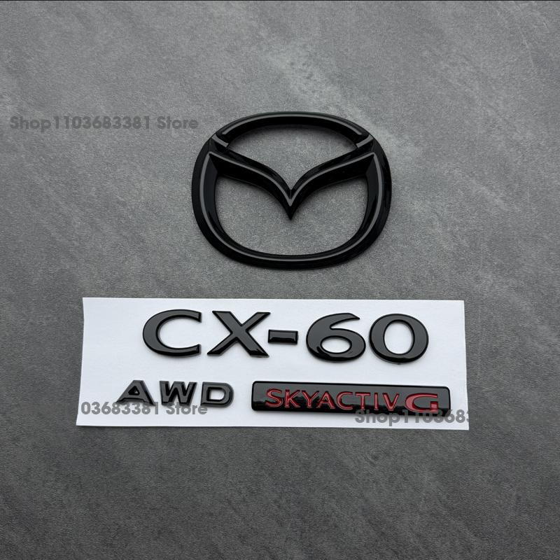 Für Mazda CX-60 Glänzend Schwarz Frontgrill Kühlergrill Heckemblem Plakette Fensterzierleisten Abdeckungen Aufkleber Dekale Zubehör CX-60 LOGO