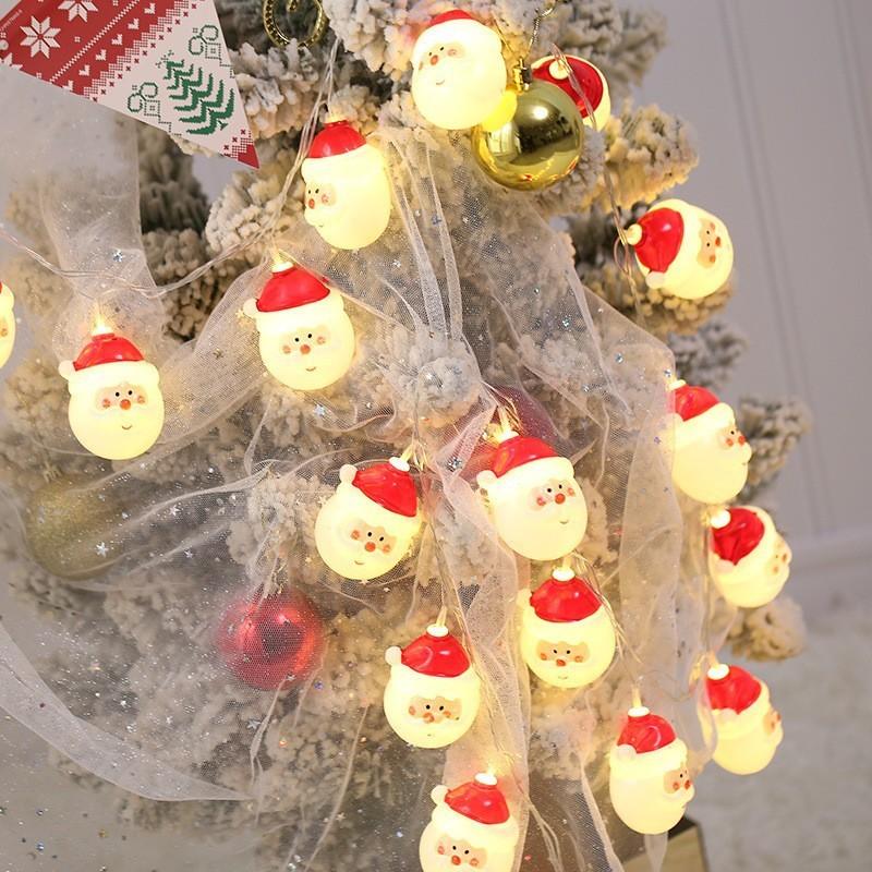 Colorful Led String Lights For Christmas Featuring Santa Snowman And Reindeer Designs