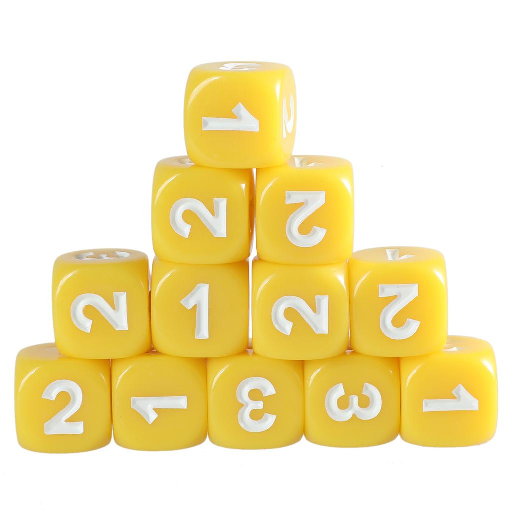 12Pieces Dices Set 13mm Solid Game Dices Set with Large Number 6 Sided Acrylic Dices Educational Rounded Corner Dices