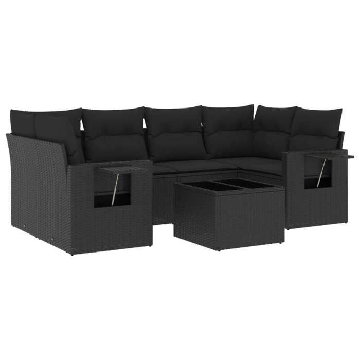 VidaXL Garden Lounge Set with Cushions 7 Pcs, Patio Sofas, Patio Furniture Set, Outdoor Furniture, Black 3219914