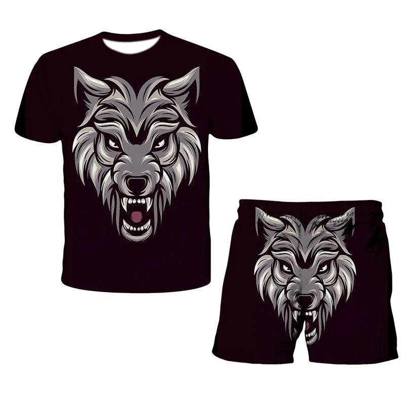 König der Löwen 3D-Druck Sommer Herren O-Ausschnitt T-Shirt Set Casual T-Shirt Shorts 2-teiliges Set Übergroßer Pullover Trainingsanzug Trend Herrenkleidung