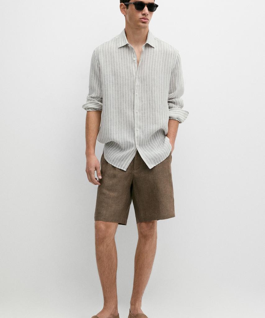 Masimodutti 100% Linen Regular Fit Striped Shirt