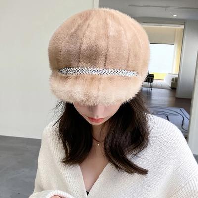 Nerz Hut weibliche Winter Nerz Pelz Baskenmütze Mütze Mode Pelz Nerz warme Mütze