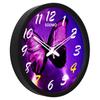 12-inch Plastic & Glass Wall Clock -Colourful Butterfly (Silent Movement, Black Frame)