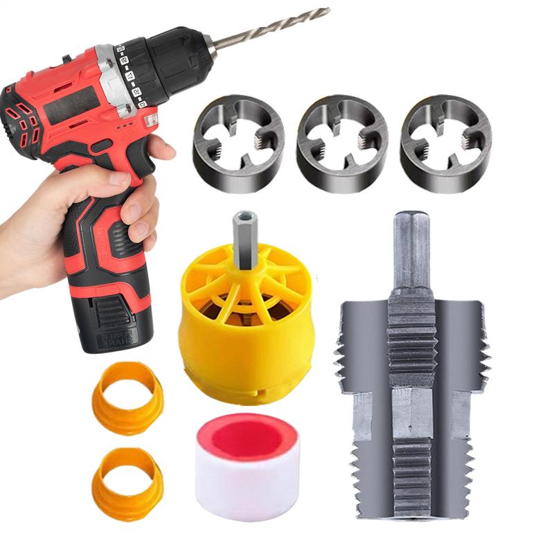 PVC Thread Maker Tool 1/2 Inch 3/4 Inch 1 Inch Pipe Threader Set Pipe Threader Plumbing Tool Power Drill Water Pipe Threader