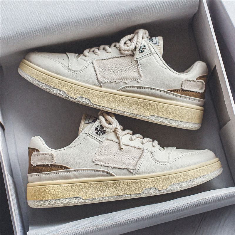 Fashion Breathable Lace-up Male Shoe Korean Style Non Slip Round Toe Sneakers Office Fashion 2025 Legitimate Size 44 Men's Casual Shoes