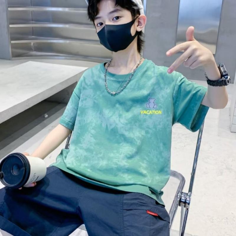 

Летняя детская одежда для мальчиков и девочек, модная футболка в американском стиле с рисунком маленького медвежонка, топы с короткими рукавами, детские футболки с круглым вырезом 120