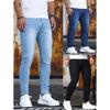 Man Spring Washing Zipper Stretch Jeans Casual Slim Fit Trousers Male Plus Size Denim Pencil Pants Skinny Jeans