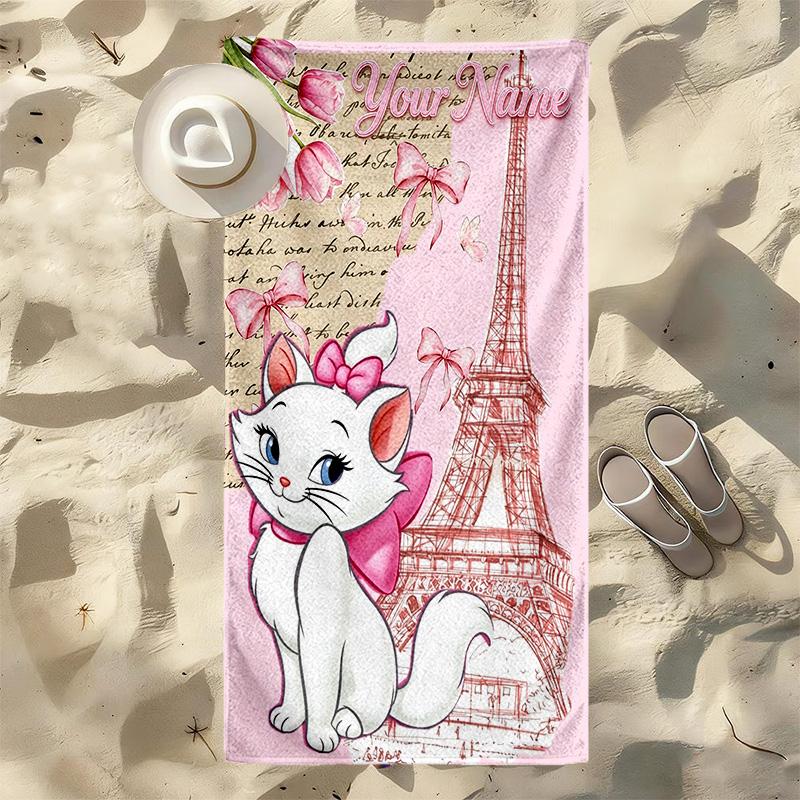 Custom Name Paris Style Stylish Digital Printing Beach Towel Quick‑Drying Absorbent Blanket for Beach Pool Gym Travel