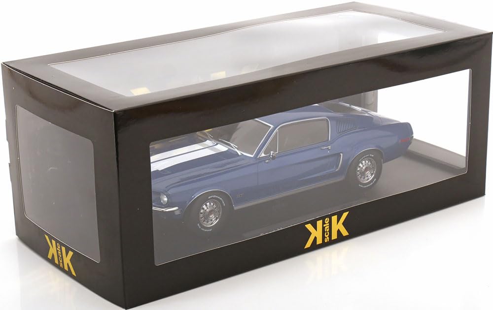 FREESTYLE KK Scale Scale Ford Mustang GT Fastback 1968 Blue Finished Product KKDC181394 1/18 Metallic/White