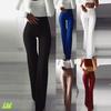 LW Pantalones acampanados de cintura alta elásticos de Color sólido a la moda para mujer