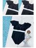Korean Sexy Deep V Push-Up Short Sleeve One-Piece Swimsuit for Women, Tummy Concealing & Slimming Design