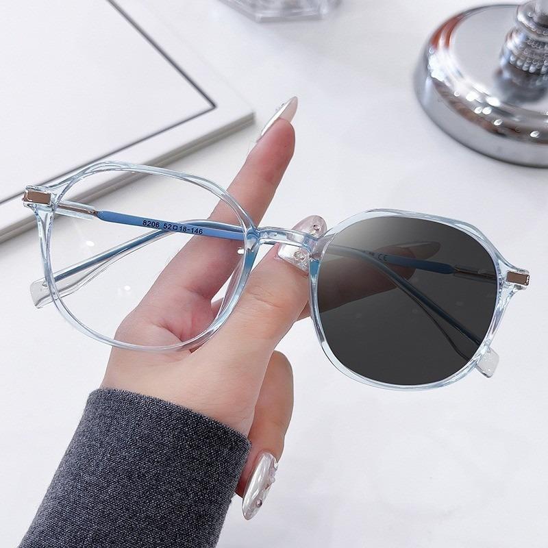 Pochromic Anti Blue Light Pochromic Glasses for Women Large Frame High Aesthetic Value Square Frame