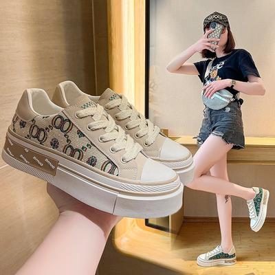 Fashion Women's Canvas Shoes 2025 New Spring Summer Thick Soled Breathable Women's Fashiona Casual Board Shoes Daily Casual Flat Shoes