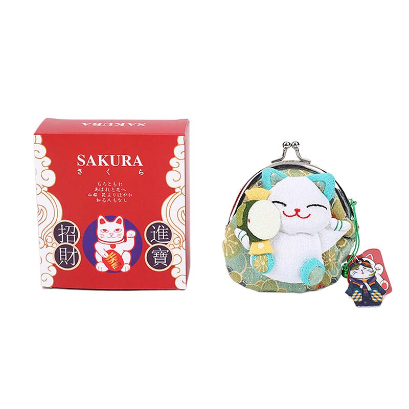 

Повседневный кошелек для монет в японском стиле Манеки Неко, кошельки-куклы, кошелек-клатч с изображением счастливого кота, цветочный принт, держатель для карт, для улицы