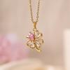 316L Stainless Steel Chain Zircon Clover Pendant Necklace for Women Luxury Colored Crystal Neck Female Wedding Jewelry Gift