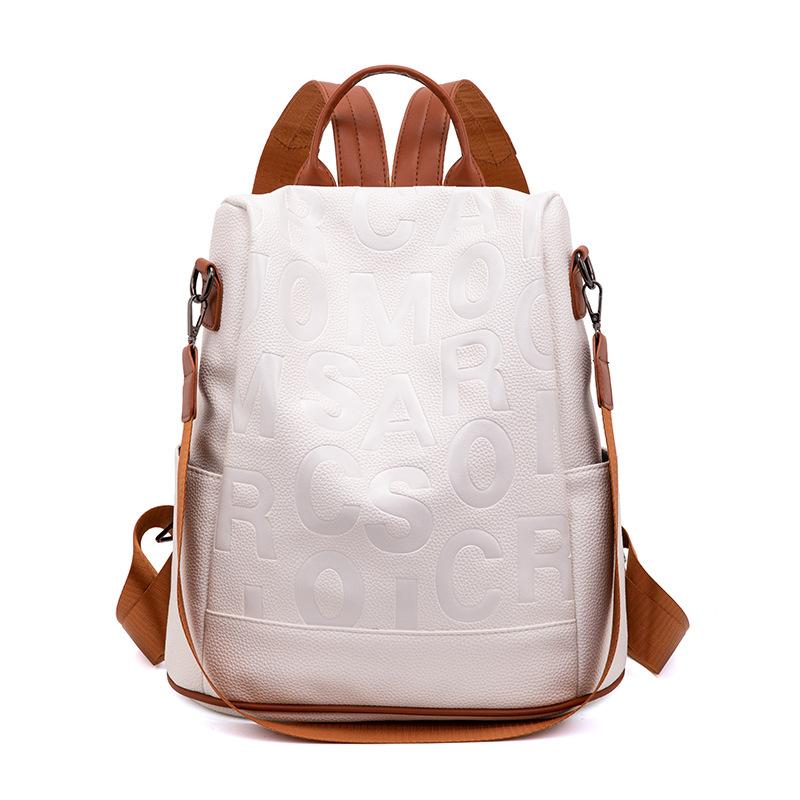 New simple letter messenger bag casual anti-theft pu soft leather travel bag fashionable large-capacity student schoolbag