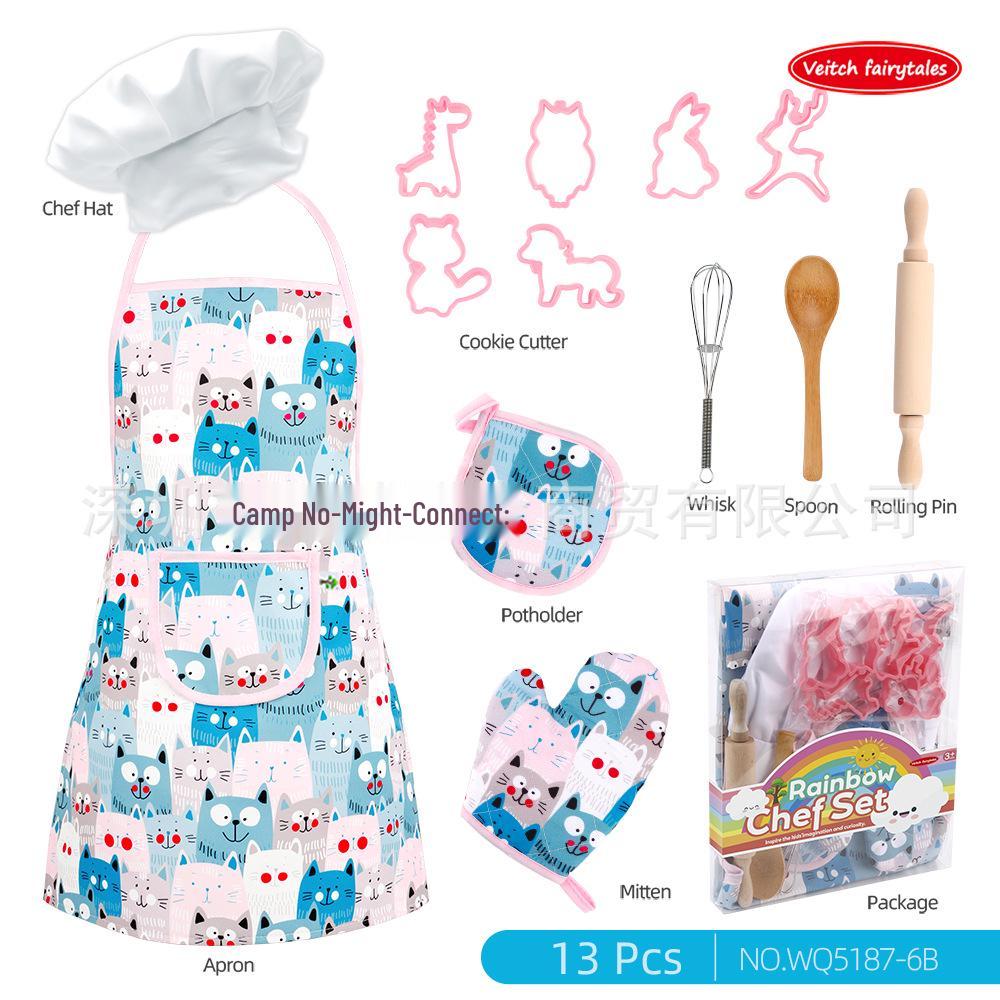 Kids Baking & Role Play Kitchen Set: Cake, Pastry & Biscuit Molds, Tea Party Apron