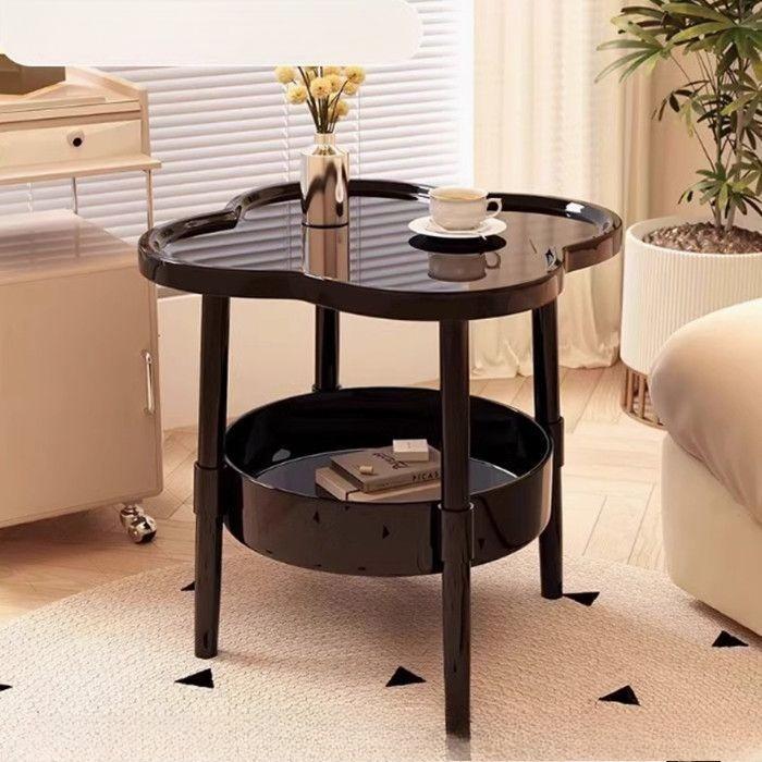 [Stylish Side Table] Stylish Modern Round Side Table with Storage Shelf | Space-Saving, Lightweight for Living Room, Bedroom