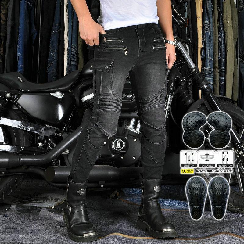 Men Women Motorcycle Protective Pants Anti-Fall Off-Road Riding Gear Elastic Slim Fit Casual Seasonal Cycling Trousers