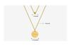 18K Gold Plated Lucky Round Pendant Double Layer Clavicle Necklace - European and American Style