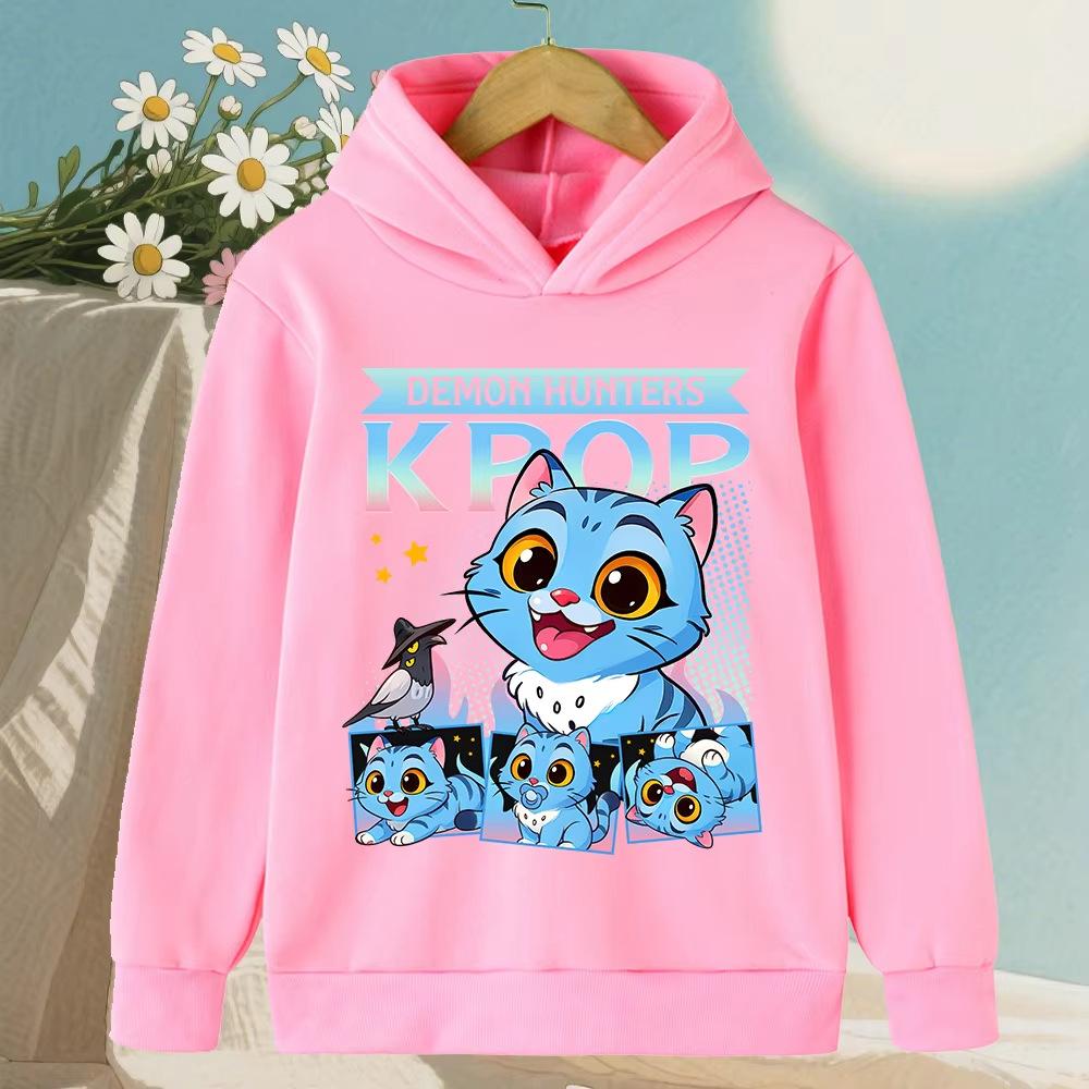 Autumn Winter KPop Demon Hunters Pattern Hoodies Fashionable Casual Warm Sports Long Sleeved Children's Boy and Girl Kids Unisex Hooded Sweatshirts