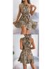 Leopard Print Ruffled Hem Halter Dress