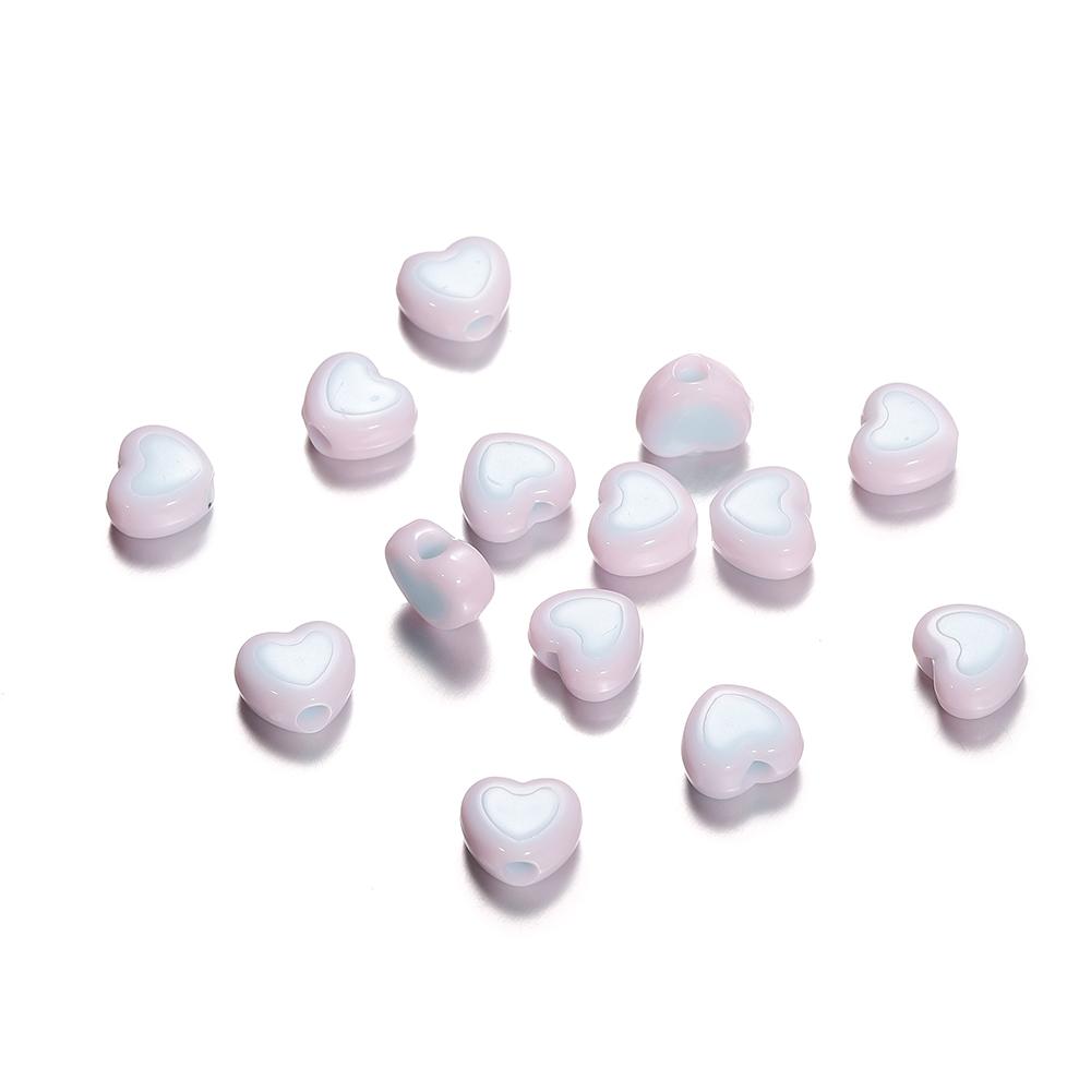 50/100pcs 6.5*8mm Acrylic Flat Love Heart Shape Loose Spacer Beads for Jewelry Making DIY Bracelet Necklace Accessories