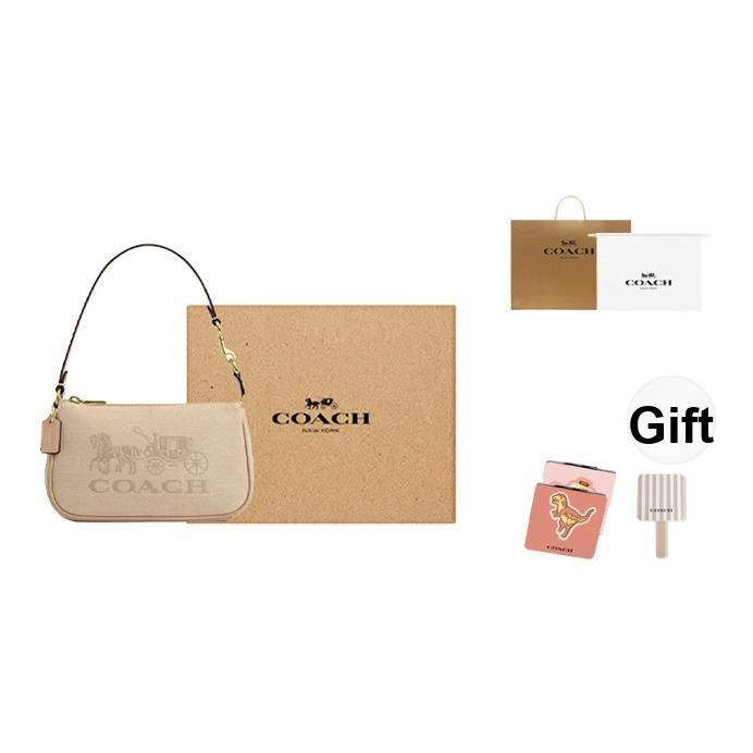 Coach Nolita 19 Classic Horse And Carriage Logo Canvas And Leather Tote Shoulder Bag Small Women Handbags Deep-Natural-Mixed-Color CAQ18-IMLG6