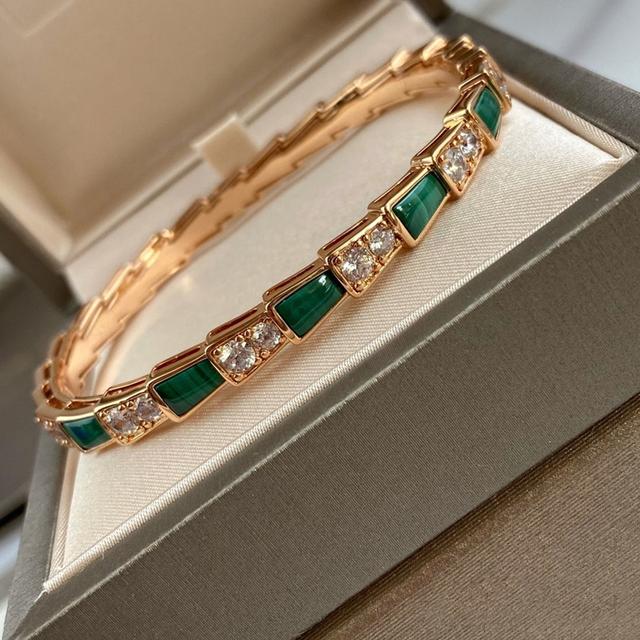 925 Sølv Gullbelagt Perlemor Diamond Snake Bone Armbånd Europeiske og amerikanske motemerke for kvinner smykker gave