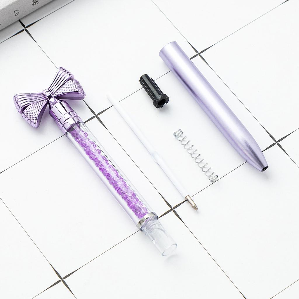 5Pcs Bow Ballpoint Pen Crystal Bead Signing Pen Twist Action Signature Pen 1.0MM Tip Write Smoohtly Business Gift Pen