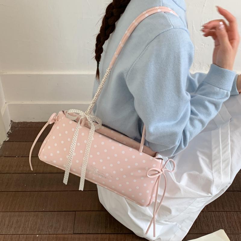 Fashionable Polka Dots PU Leather Sweet Girls Underarm Bag Women's New Fashion All-match Commuter Shoulder Bag Female Daily Use
