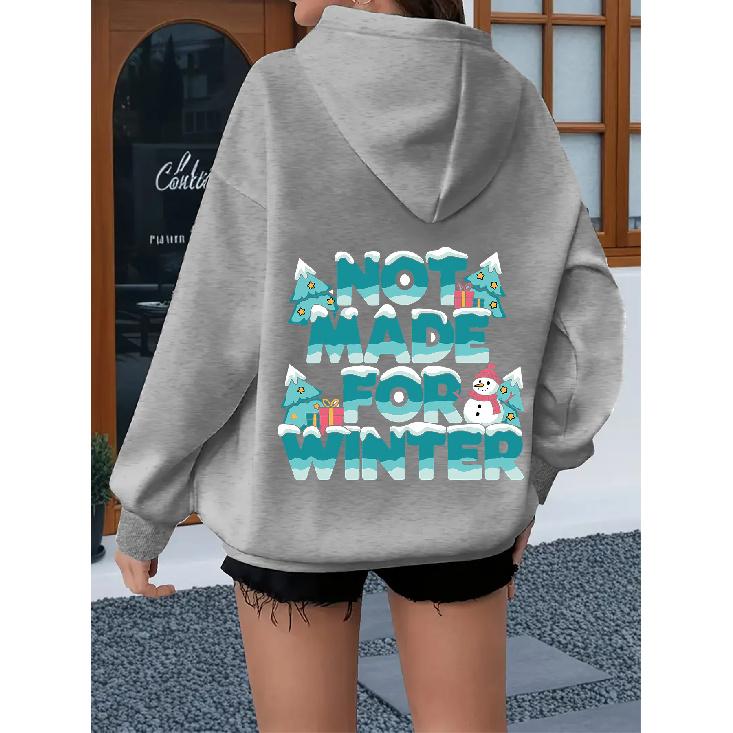 Women's Fashion Casual Winter Cartoon Print Hoodie - Unique Back Cap Design with Kangaroo Pocket, Cozy Long Sleeve Pullover for Outdoor Sports