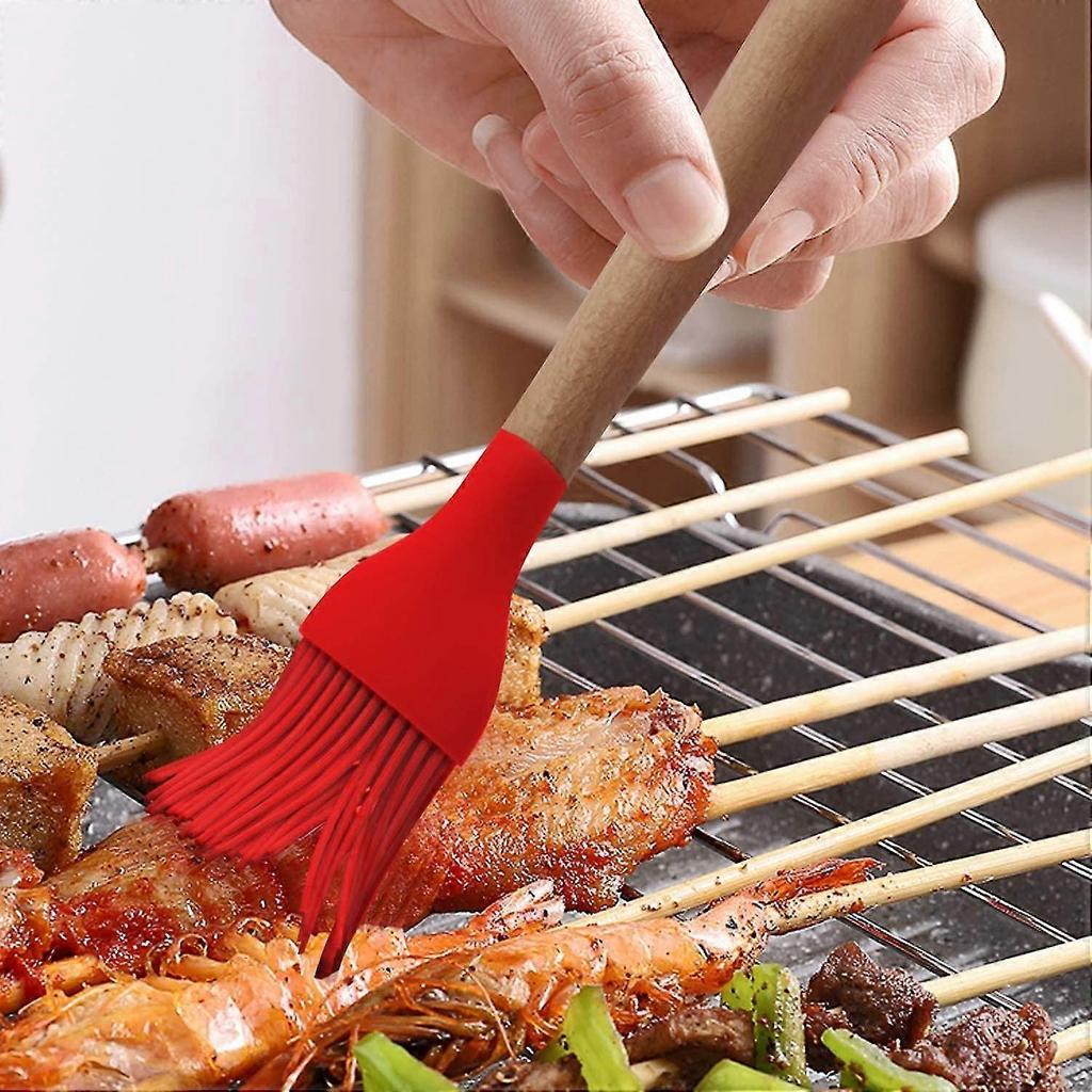 Silicone Pouring Brush, Heat-resistant Pastry Brush With Wooden Handle, Oil Butter Sauce Marinade