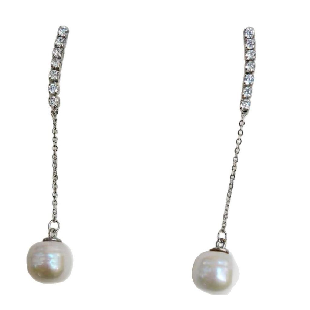 Zhuji Freshwater Baroque Pearl Long Earrings