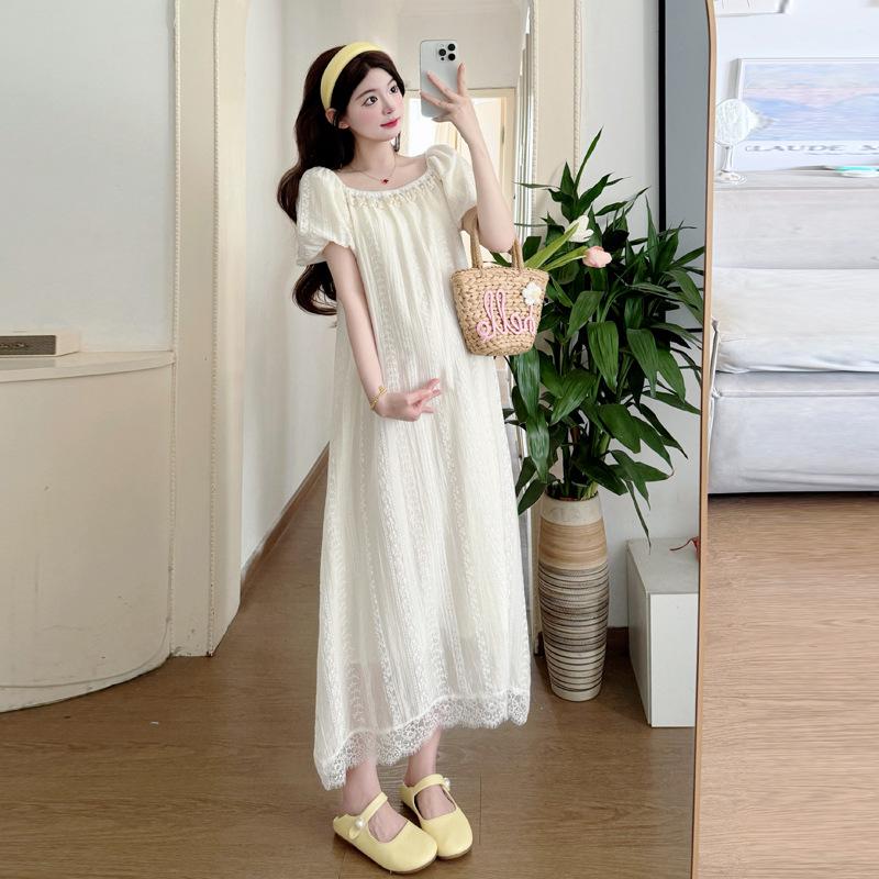 Real Shot Summer Maternity Dress - Mid-Length, Loose and Stylish Design for Trendy Moms L
