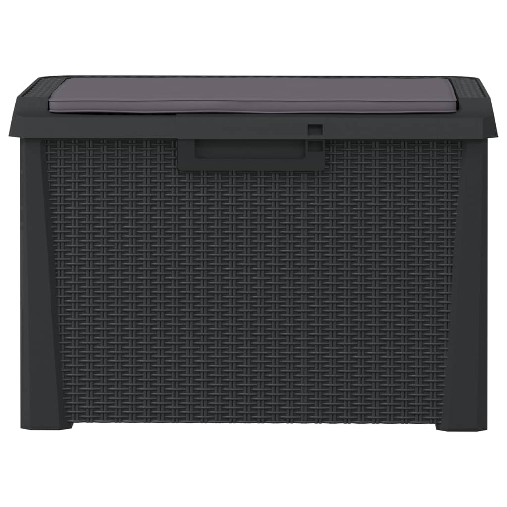 Vidaxl Garden Box With Seat Cushion, Anthracite, 125 L, Pp