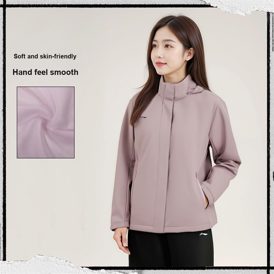 Li Ning Minimalist Brand Logo Loose Windbreaker Hoodie Women Outerwear AFDVJ56-2