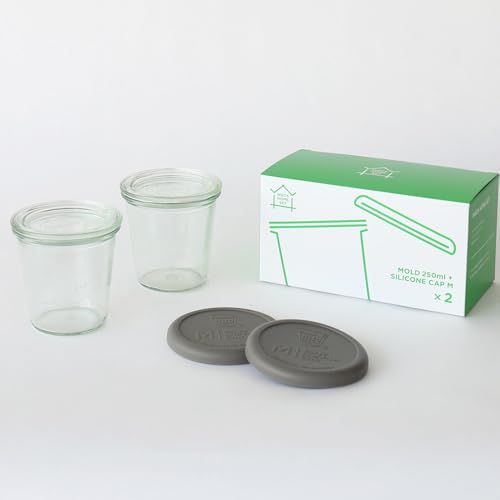 

WECK HOME SET MOLD 250ml x 2 SET | Silicone Cap (Olive Gray) | Box Packaging | WECK