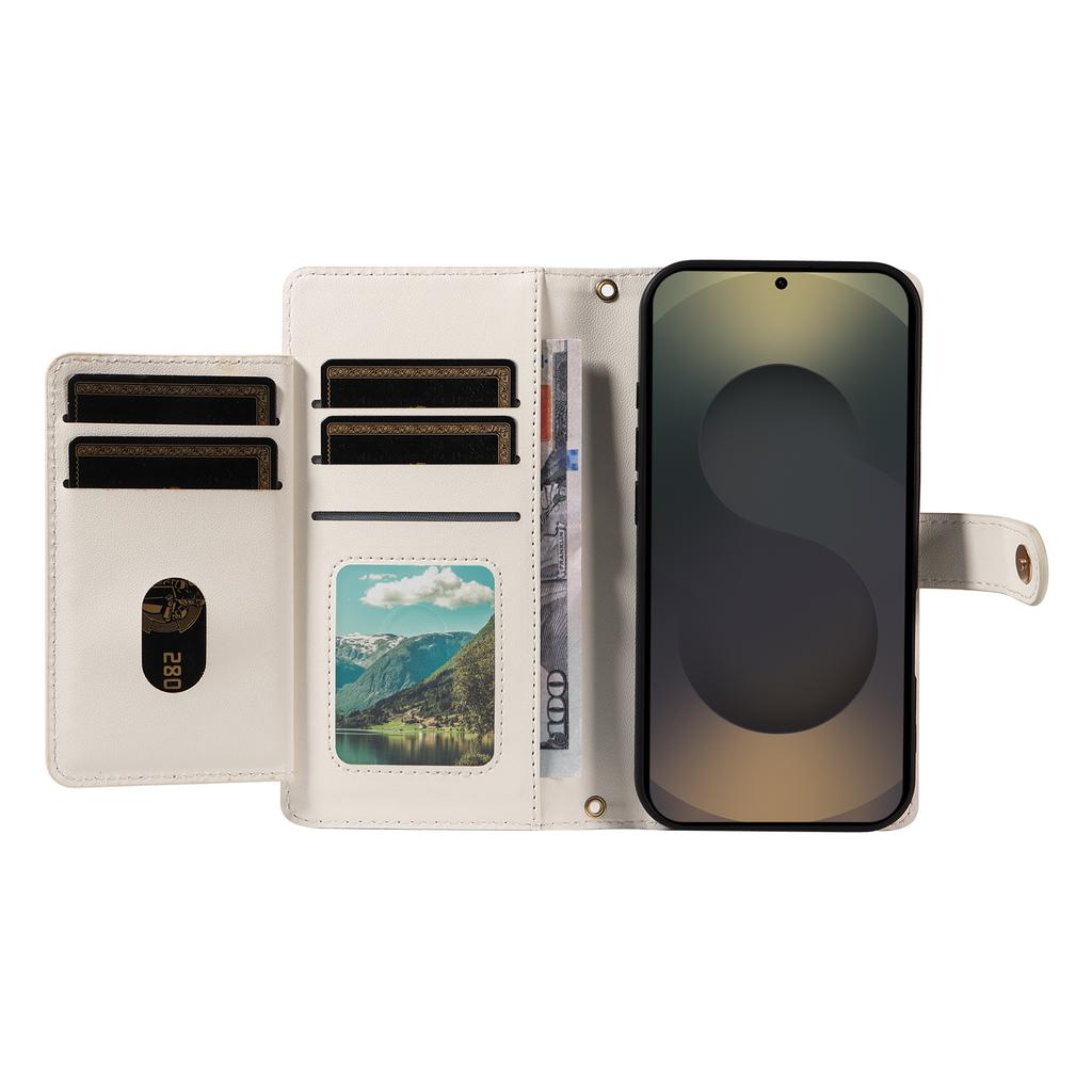 For Samsung Galaxy S25 Ultra Wallet Case with Straps,Rhombus Leather Stand Phone Cover