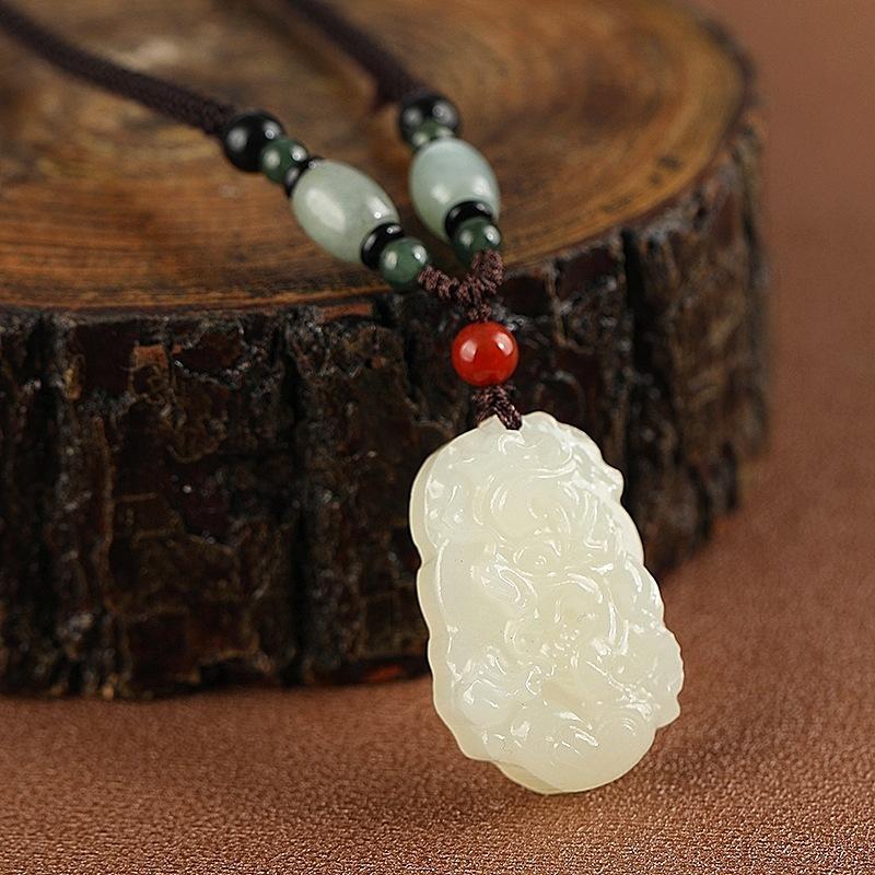 Jade Zodiac Necklace, Men's and Women's Versatile Long Sweater Chain Accessories, High-end Zodiac Signs, Antique Pendants, Hanging Accessories