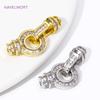 Shiny 18K Gold Plated Brass Zircon Connections Clasps Round Pearl Clasps Fasteners For DIY Bracelet Necklace Making Accessories