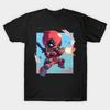 Men Black Print T-shirt Deadpool No-Cut Transfer Paper Print Cotton Tshirt