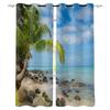 Strandlandskap Palmetrær Rev 3D-trykk Gardiner Stue Soverom Gardiner Nødvendig Hjemmedekorasjon Barnerom Vindusgardiner