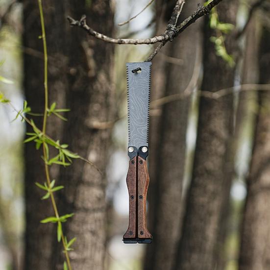 Folding Hand Saw with Wooden Handle Sharp Blade Double-Sided Teeth Portable Lightweight